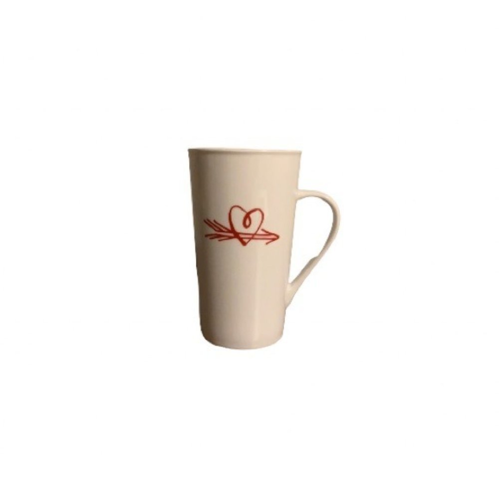 Starbucks “Cupid” Red & White Ceramic “Hearts” Mug